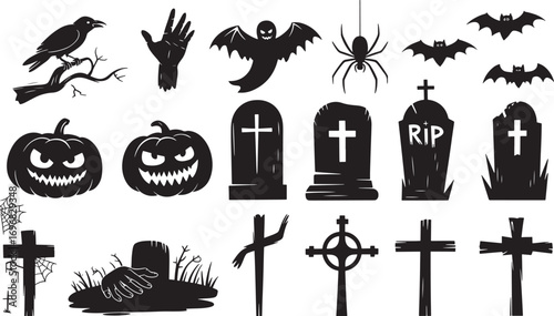 Halloween icons set collection
