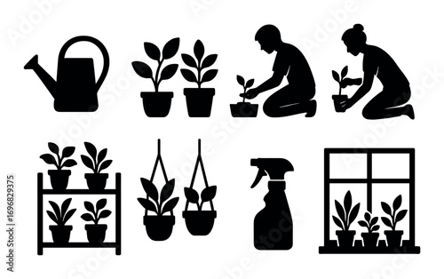 Business interaction silhouette icon set. featuring meeting, teamwork, brainstorming, collaboration, and partnership symbols