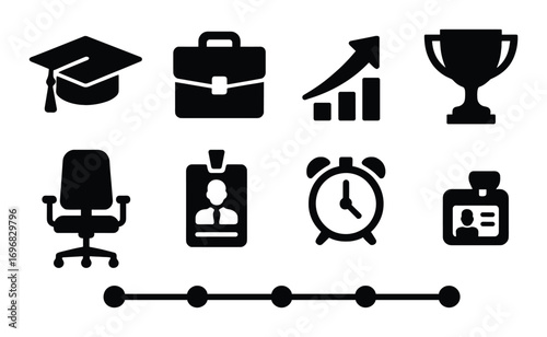Eco-friendly linear icon set. featuring house, solar, check, building, wind, water, cube, and green growth symbols