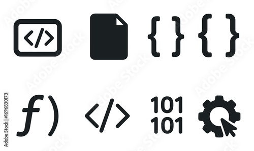 Rock climbing silhouette icon set. featuring carabiner, belay device, climber, knot, rope, handhold, and cliff symbols