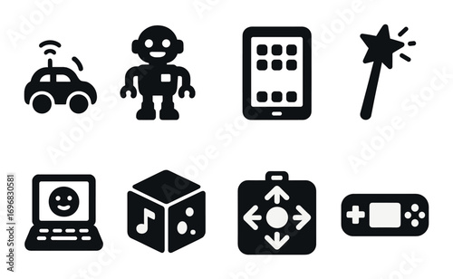 Emergency kits silhouette icons set. featuring first aid, defibrillator, medical bag, bandage, whistle, blanket