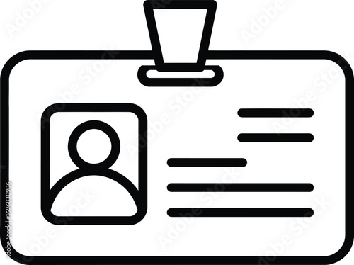 Simple Outline Badge with Person Icon for Identification and Access