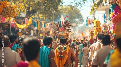 Vibrant cultural procession celebrates traditional festivals with exuberant spirit