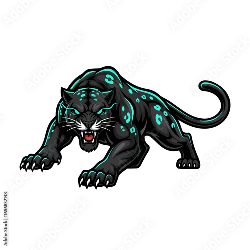 Fierce black panther mascot illustration
