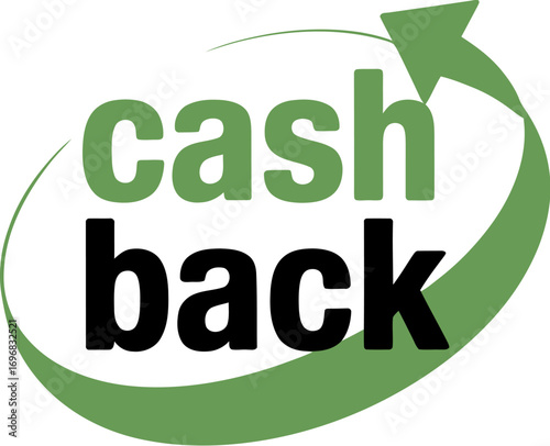 Text graphic illustrating the concept of cash back with a circular arrow