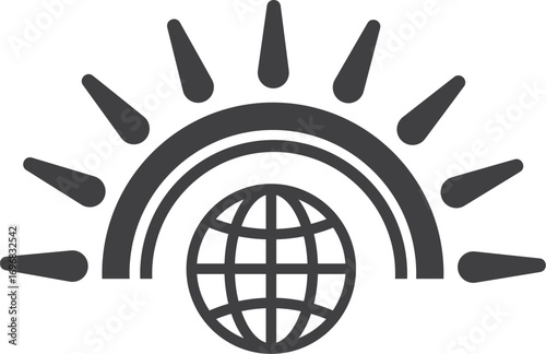 Globe Sun Circle Logo Design Global Network Technology Icon Vector Template