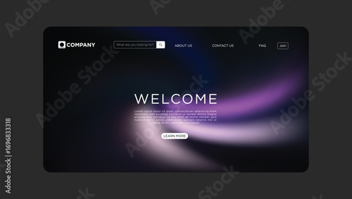 Modern website design welcomes visitors with a clean and elegant purple gradient background interface