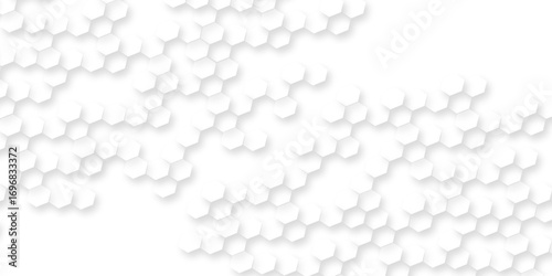 Realistic geometric mesh cells abstract white hexagon texture, abstract technology background with hexagon geometric shapes, white hexagonal geometric pattern creating surface.