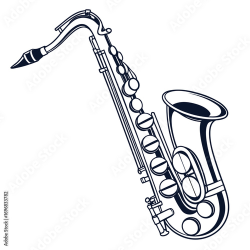 Vintage Saxophone Illustration - Classic Musical Instrument Silhouette