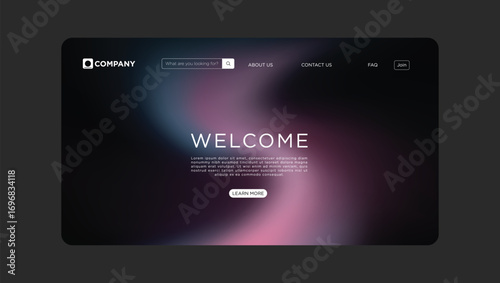Modern website interface design with welcome message and search bar for online business needs