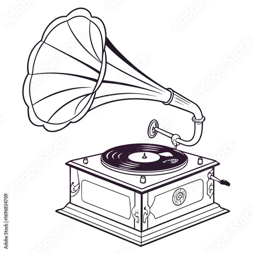 Vintage Gramophone Illustration A Timeless Symbol of Early Sound Recording Technology