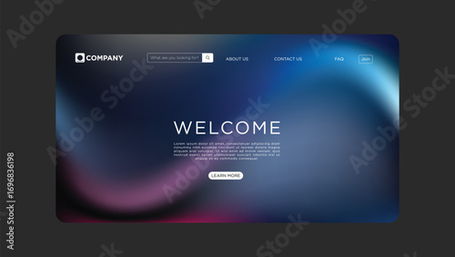 Modern website design template with welcome message and call to action button