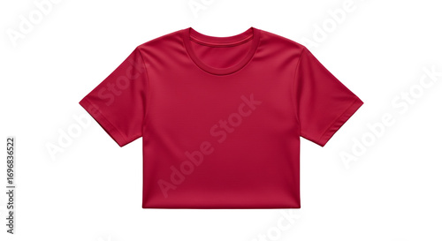 Red Crop Top TShirt Mockup Isolated on White Background for Fashion Design and Apparel