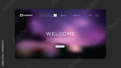 Modern website template design with welcoming message and clean navigation bar for business startup
