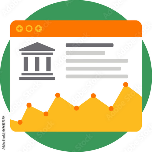 Digital financial analytics dashboard with market trend graph