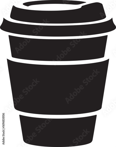 Stylized vector silhouette of a takeaway coffee cup with steam rising perfect for branding and design projects