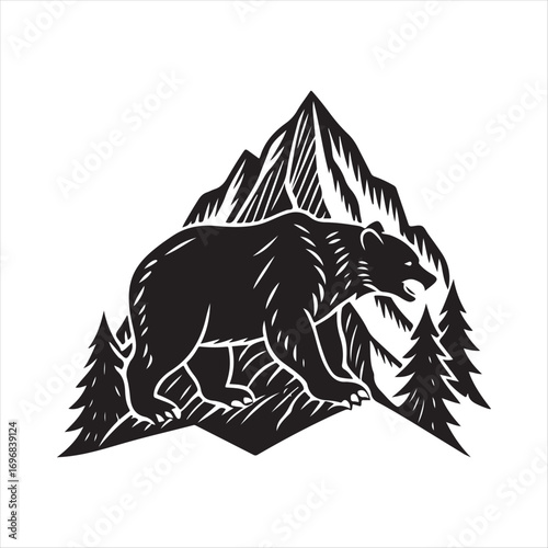bear vector silhouette sketch art logo design collections.