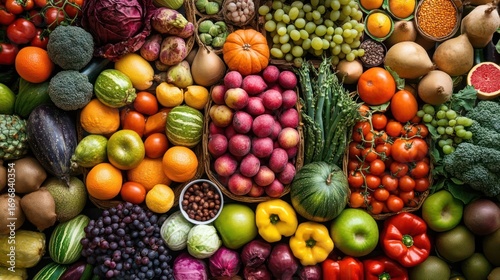 Vibrant Harvest: A Colorful Bounty of Fresh Fruits and Vegetables
