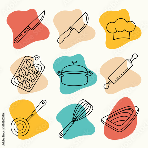 Kitchen Utensils And Chef Hat cooking knife