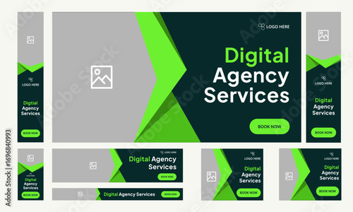 Web bundle banner design for social media post, digital marketing agency web set banner design, fully customizable vector eps 10 file format