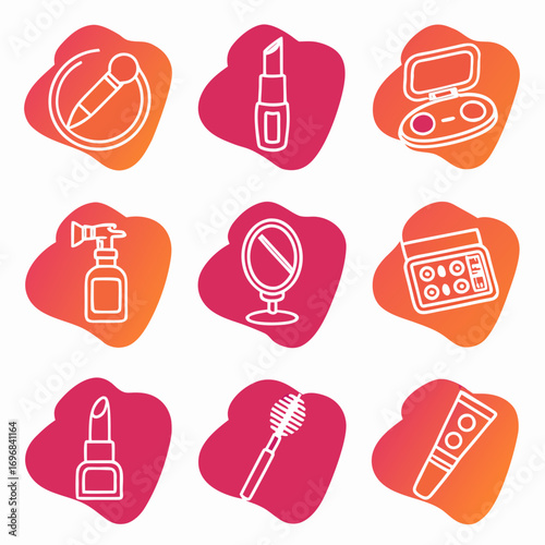 Cosmetic icons makeup tools beauty lipstick