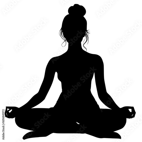 silhouette of a woman meditating