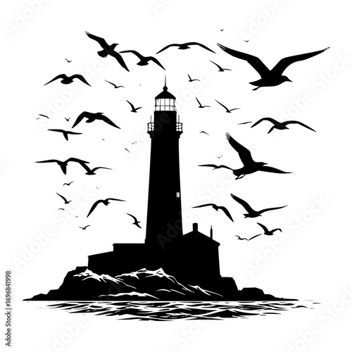lighthouse silhouette vector illustration