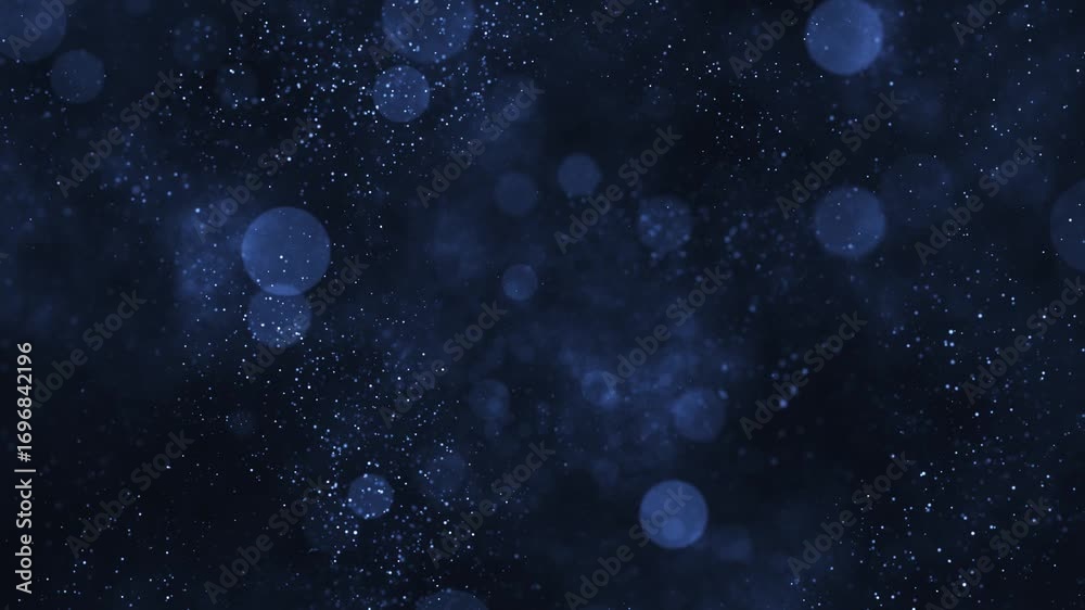 Atmospheric blue abstract background with glittering shiny particles ...