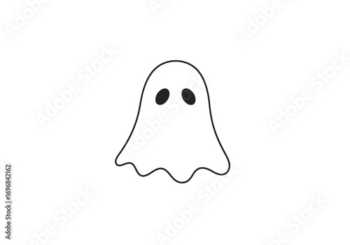 Simple Line Drawing of a Friendly Ghost.