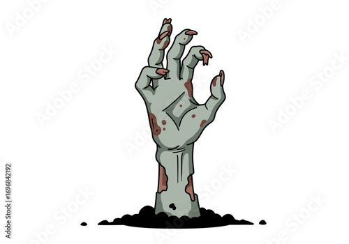 Decaying Zombie Hand Emerging from Grave.