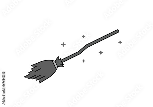 Simple Illustration of a Witches Broom for Halloween.