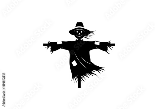 Spooky Scarecrow Silhouette Illustration.