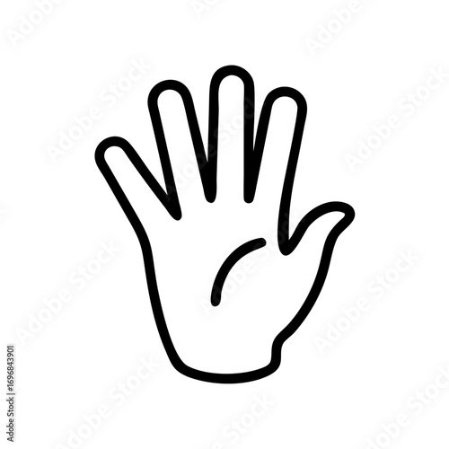 Outline drawing of a hand with fingers extended