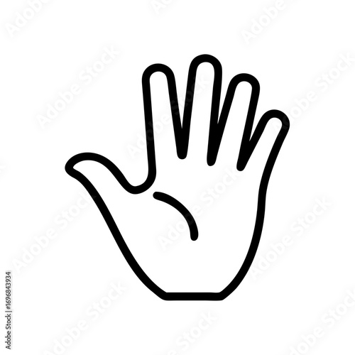 Outline drawing of a hand with fingers extended up