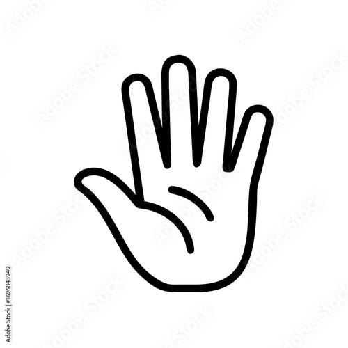 Outline drawing of a hand with fingers extended up