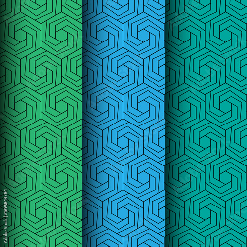 Geometric Abstract: A vibrant geometric pattern forms a seamless visual feast, an abstract composition that invites the eye to explore its intricate network of intersecting lines and vibrant colors.