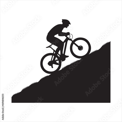 cyclist riding uphill sketch vector art silhouette design illustration
