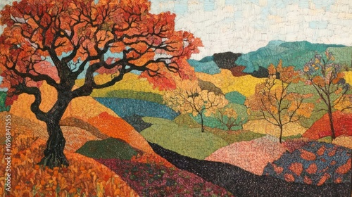 Autumnal Mosaic Landscape: A Vibrant Tapestry of Fall