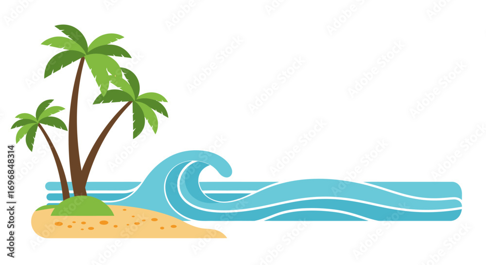 Obraz premium tropical beach scene with palm trees and calm ocean waves