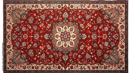 Traditional Thai style carpet cultural textile pattern illustration on white background