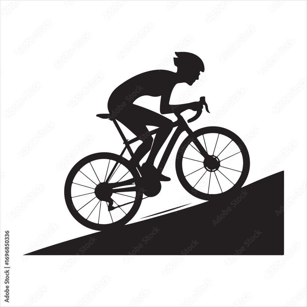 Naklejka premium cyclist riding uphill sketch vector art silhouette design illustration