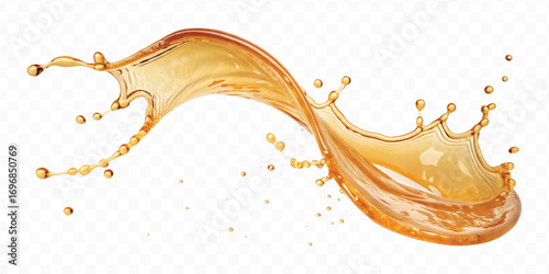 realistic smooth liquid honey splash in curve style isolated on transparent background