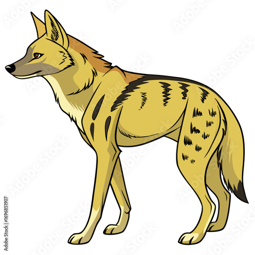 Illustration of a blackbacked jackal standing on a