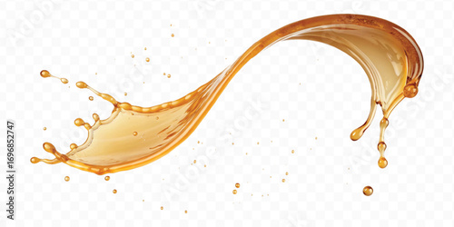 realistic smooth liquid honey splash in curve style isolated on transparent background