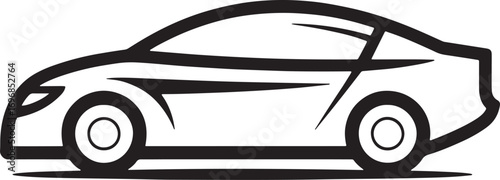 Sport Car Vector Silhouette with Sleek Body and Racing Wheels