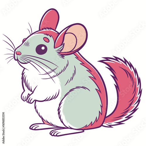 Cute cartoon chinchilla with pink accents
