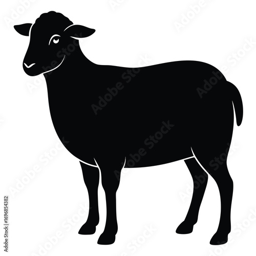 Side profile silhouette of a black sheep on a white background lamb ovine