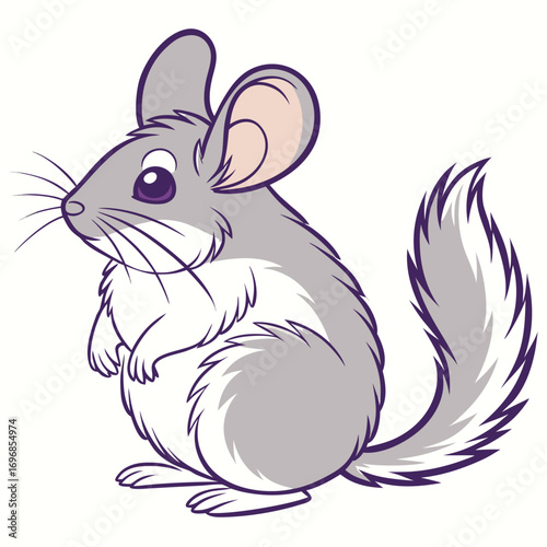Adorable cartoon chinchilla with large ears and bushy tail