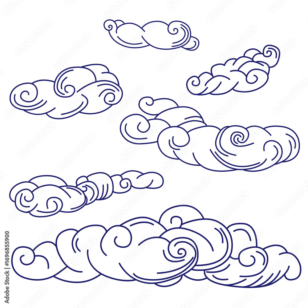 Fototapeta premium Vector Design Elements. Clouds. Vector Nature art. Editable Stroke. Eps 10. 