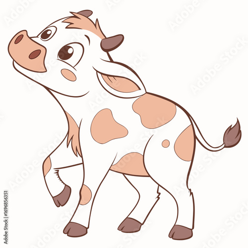 Adorable cartoon calf looking up